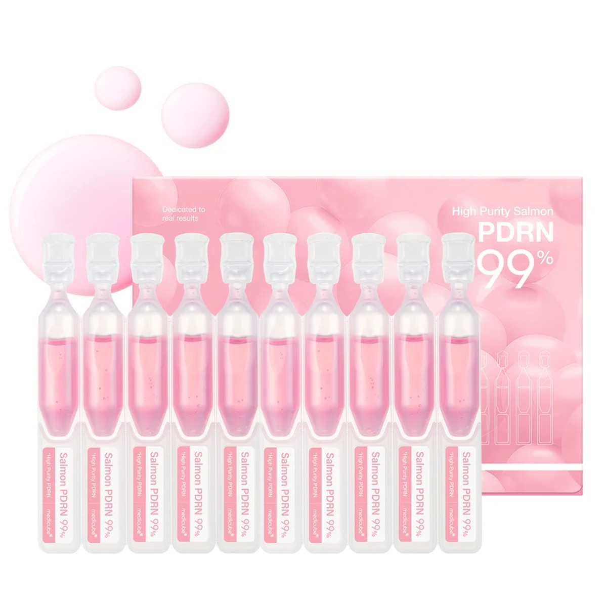 Medicube PDRN Pink One Day Serum — packshot face (étui + 10 ampoules)